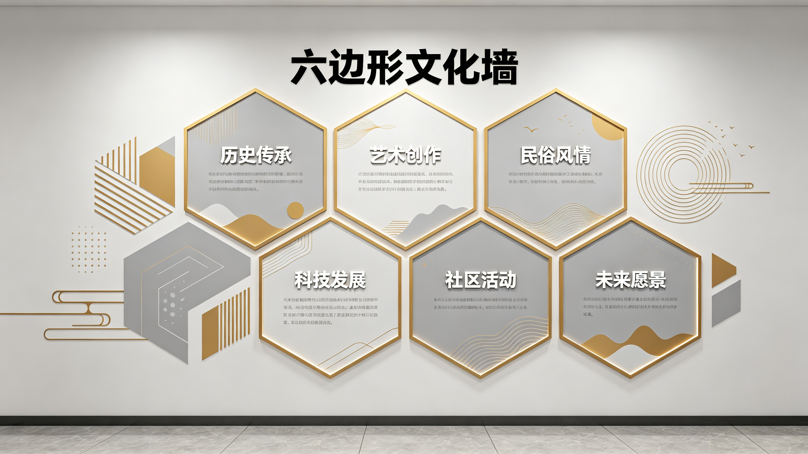  霍邱企业文化墙 | 六边形信息美学